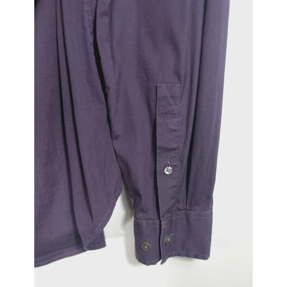 Theory Sylvain Wealth Shirt Poplin Knit Button Up Stretch Purple Size Large - Picture 6 of 10